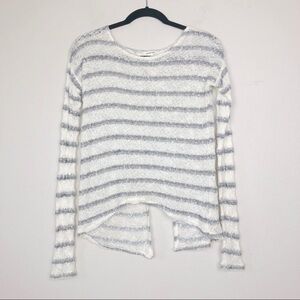 Bethany Mota Split Back Striped Sweater